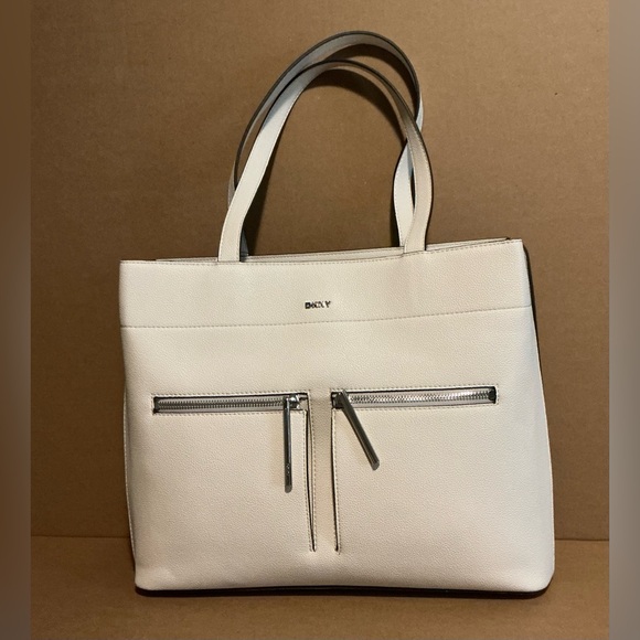 DKNY Cream Tote with Silver Accents new - Picture 2 of 11